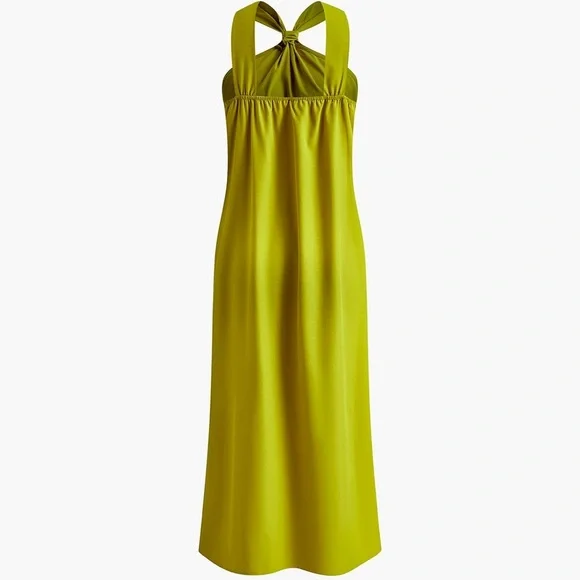 Elegant Cross Halter Mustard Women’s Dress Small - Picture 3 of 5